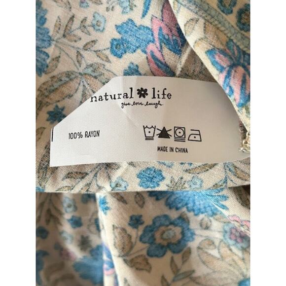 Natural Life Boho Floral Sundress - XS - Blue/Tan Rayon NWT - Picture 7 of 7